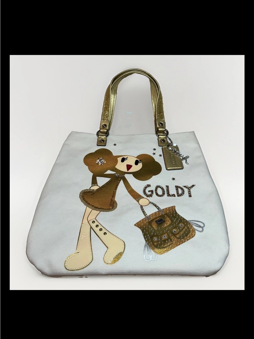 Coach Poppy-Chan “GOLDY” Canvas Glam Tote, LIMITED EDITION 2010 Style: (15545)